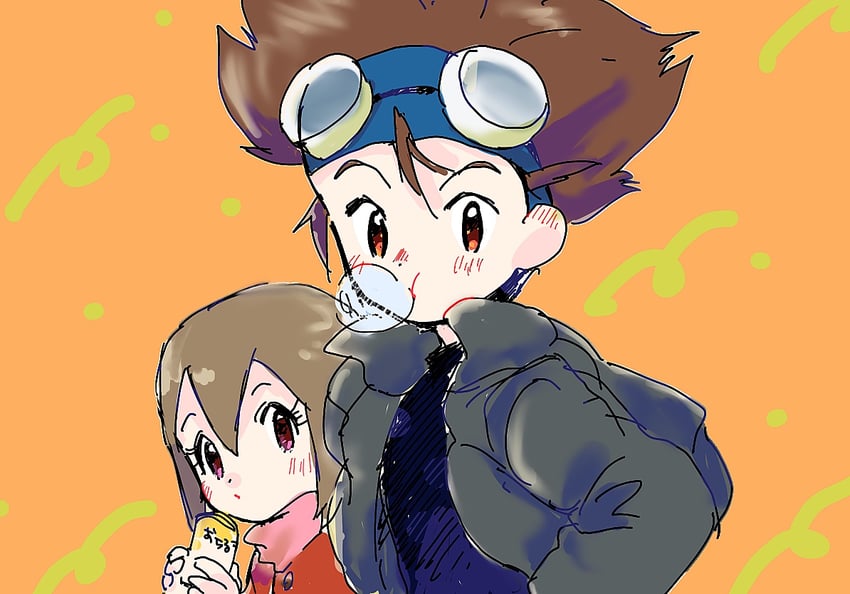 yagami hikari and yagami taichi (digimon and 1 more) drawn by dreamearth