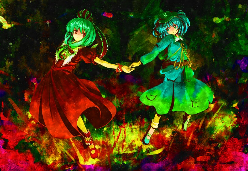 kawashiro nitori and kagiyama hina (touhou) drawn by chagu and umarutsufuri