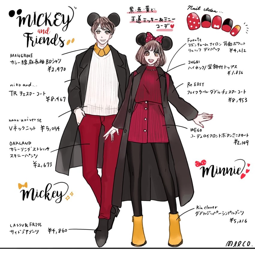 mickey mouse and minnie mouse (mickey mouse & friends) drawn by meecosme