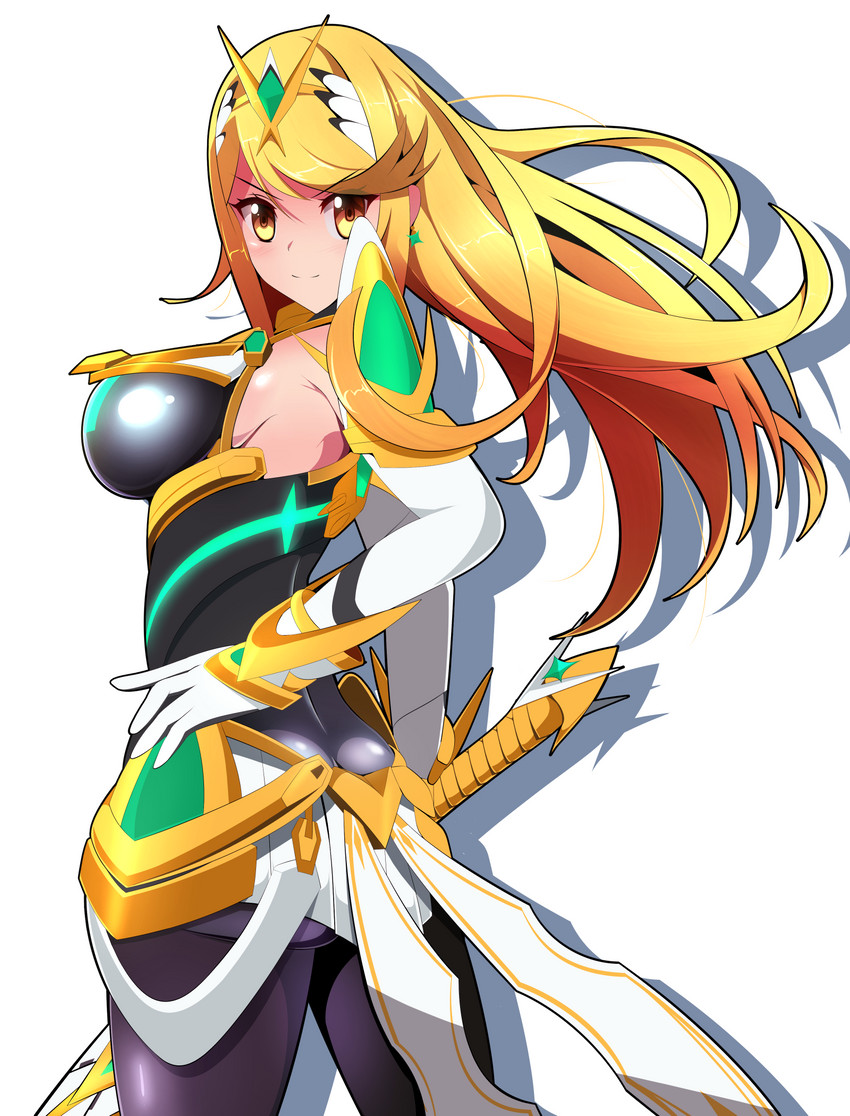 mythra (xenoblade chronicles and 2 more) drawn by harubato