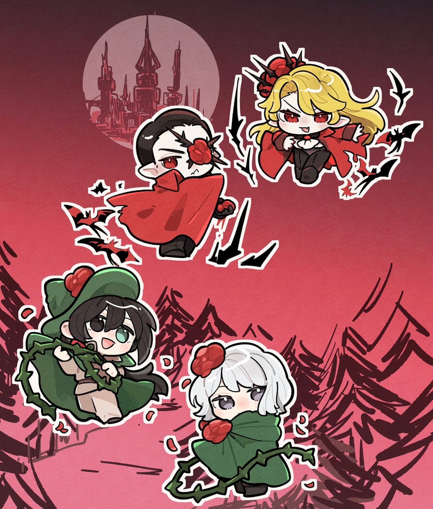 don quixote, faust, hong lu, and meursault (project moon and 1 more) drawn by kojocho05