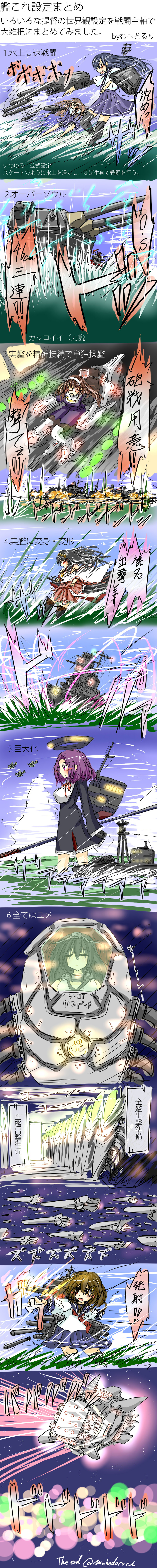 ikazuchi, haruna, nagato, yamato, asashio, and 3 more (kantai collection and 1 more) drawn by muhedoruri
