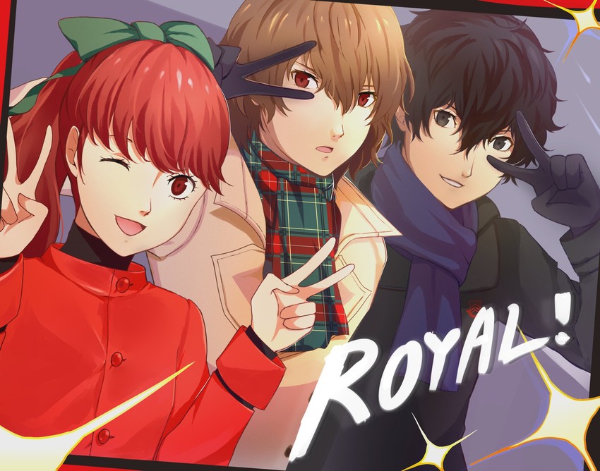 amamiya ren, yoshizawa kasumi, and akechi gorou (persona and 2 more) drawn by artistvhe