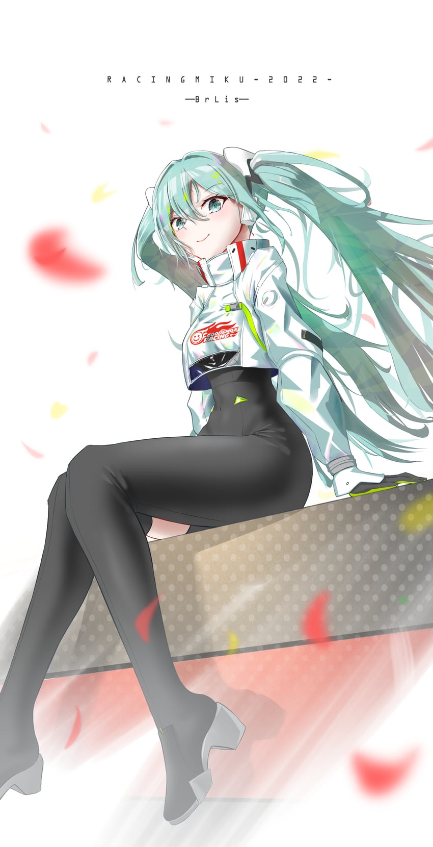 hatsune miku and racing miku (vocaloid and 1 more) drawn by brlis