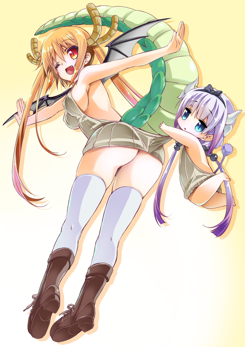 kanna kamui and tohru (kobayashi-san chi no maidragon) drawn by seizan_shouji