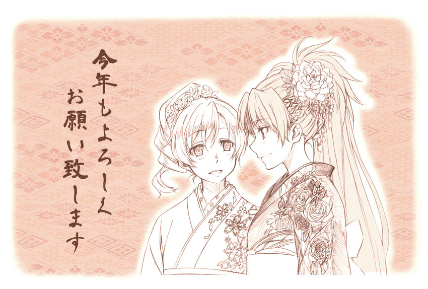 sakura kyoko and tomoe mami (mahou shoujo madoka magica) drawn by renji_(orange_ize)
