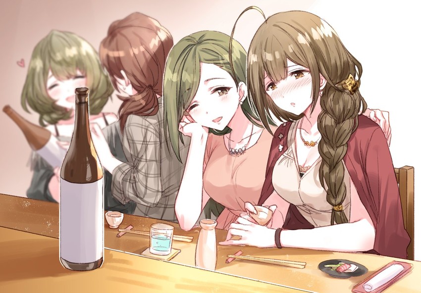 takagaki kaede, kuwayama chiyuki, nanakusa hazuki, and kawashima mizuki (idolmaster and 2 more) drawn by romi_(346_ura)