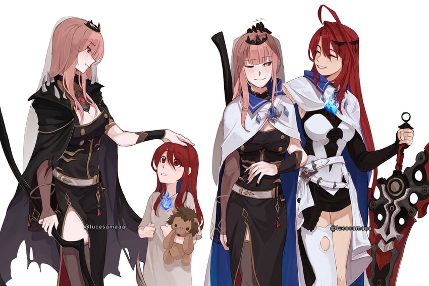 mori calliope and elizabeth rose bloodflame (hololive and 2 more) drawn by lucesamaaa
