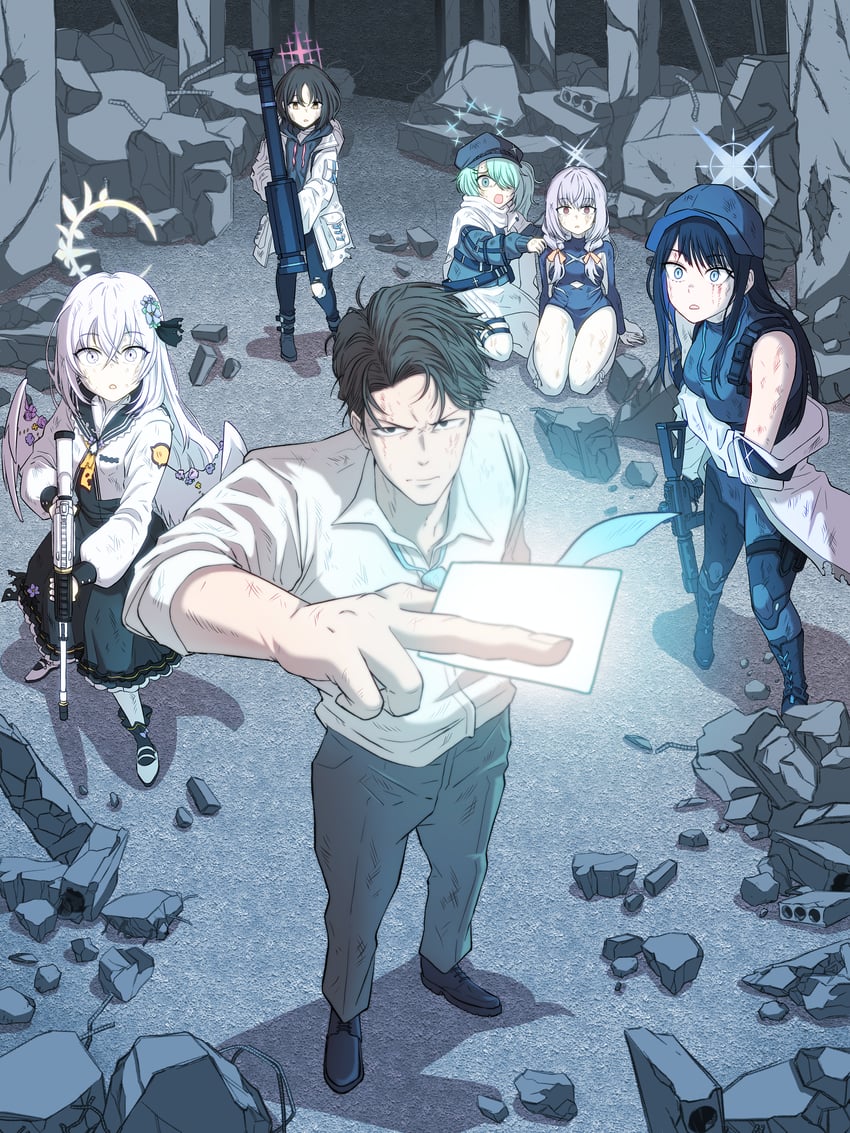 sensei, saori, azusa, atsuko, hiyori, and 1 more (blue archive) drawn by pangtanto