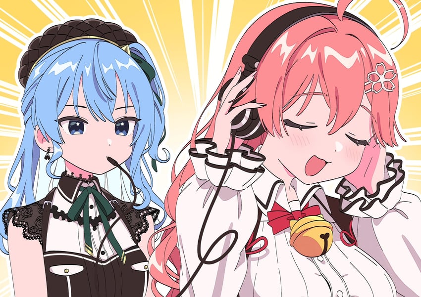 hoshimachi suisei and sakura miko (hololive) drawn by soh_himitsuki