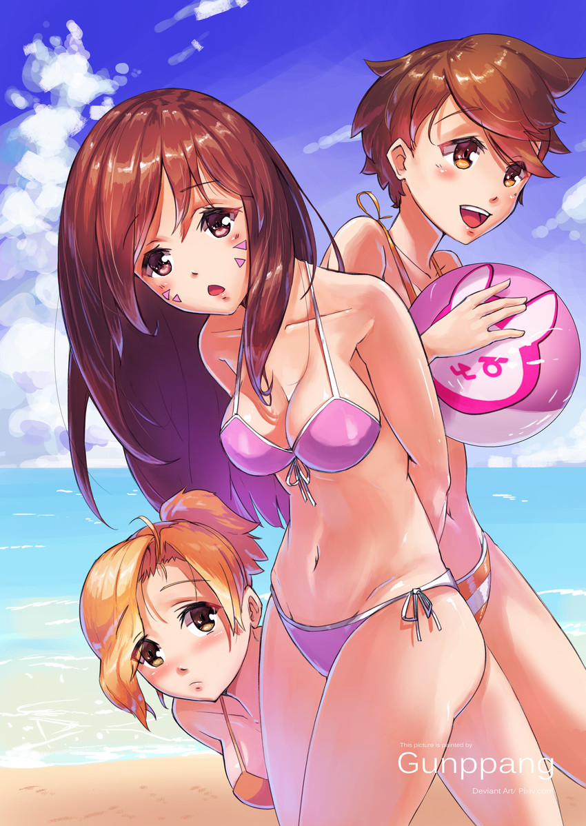 d.va, mercy, and tracer (overwatch and 1 more) drawn by gunppang