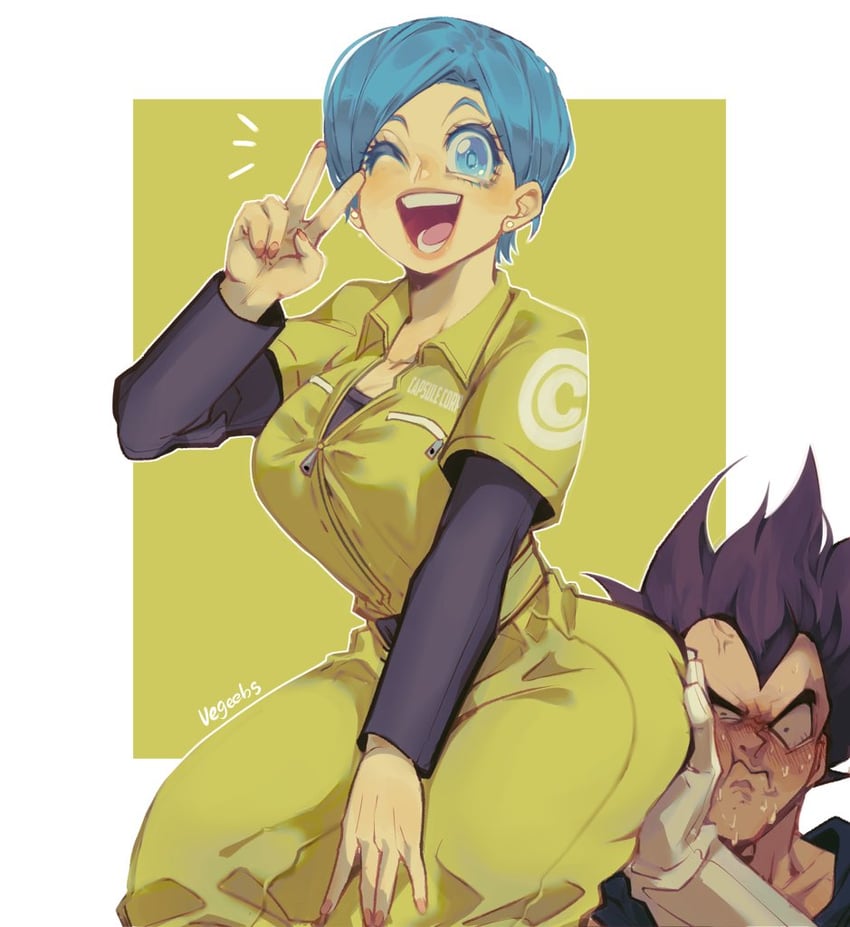 vegeta and bulma (dragon ball and 2 more) drawn by addy_(@vegeebs)