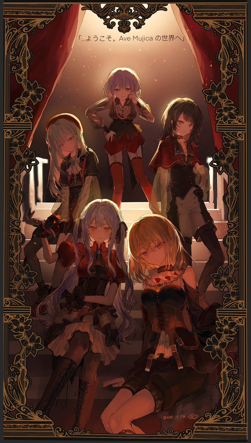 togawa sakiko, wakaba mutsumi, yahata umiri, misumi uika, mortis, and 5 more (bang dream! and 1 more) drawn by yang_jiao_haohaohaohaohaohaohao_weida