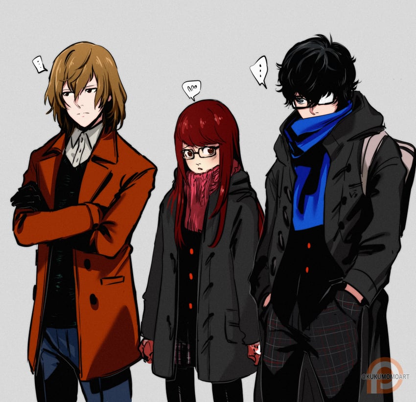 amamiya ren, akechi gorou, and yoshizawa sumire (persona and 2 more) drawn by kukumomo