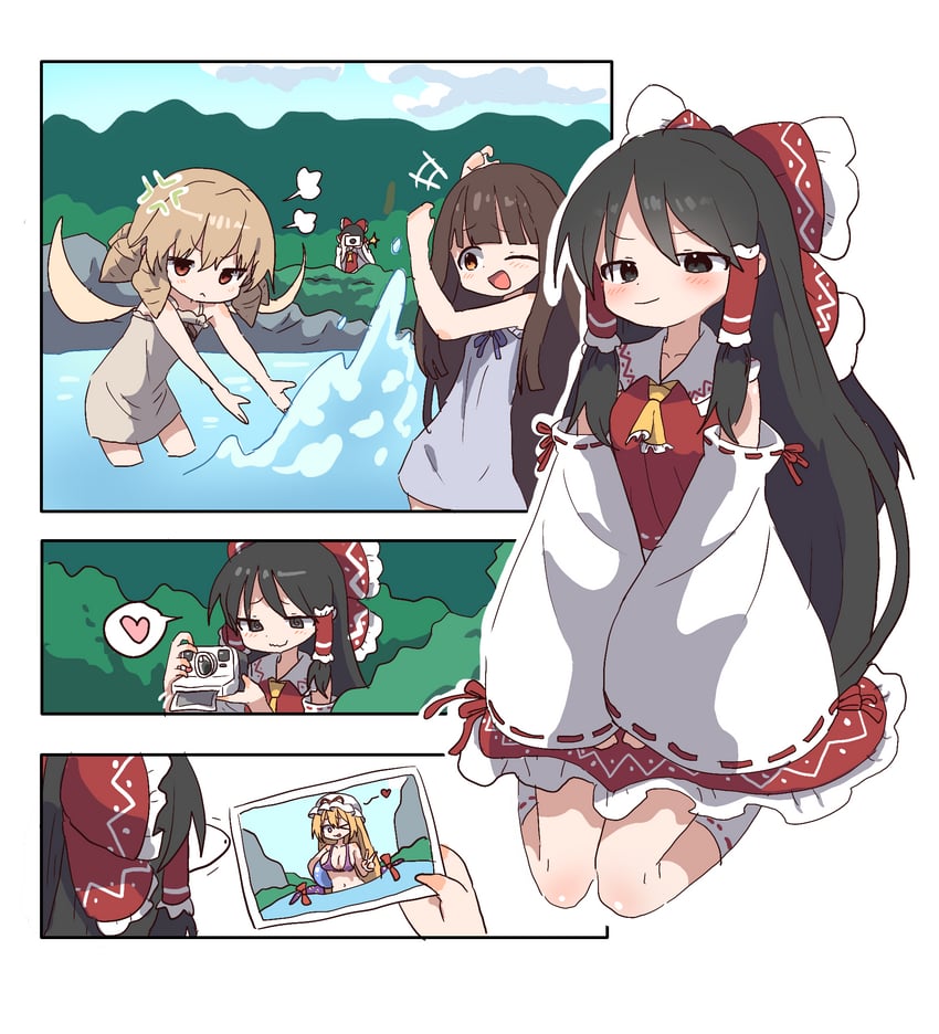 hakurei reimu, yakumo yukari, star sapphire, and luna child (touhou) drawn by magg_(user_mtca8588)
