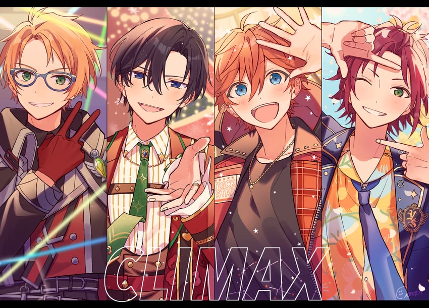 isara mao, akehoshi subaru, yuuki makoto, and hidaka hokuto (ensemble stars!) drawn by zu_tonatuyasumi
