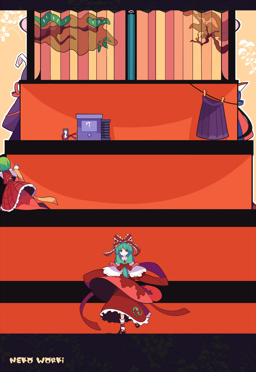 reisen udongein inaba, kazami yuuka, yagokoro eirin, and kagiyama hina (touhou) drawn by ideolo