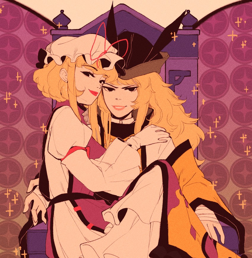 yakumo yukari and matara okina (touhou) drawn by pixie_(milkywaypixies)