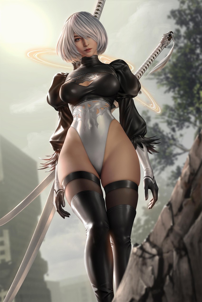 2b (nier and 1 more) drawn by cloud.d