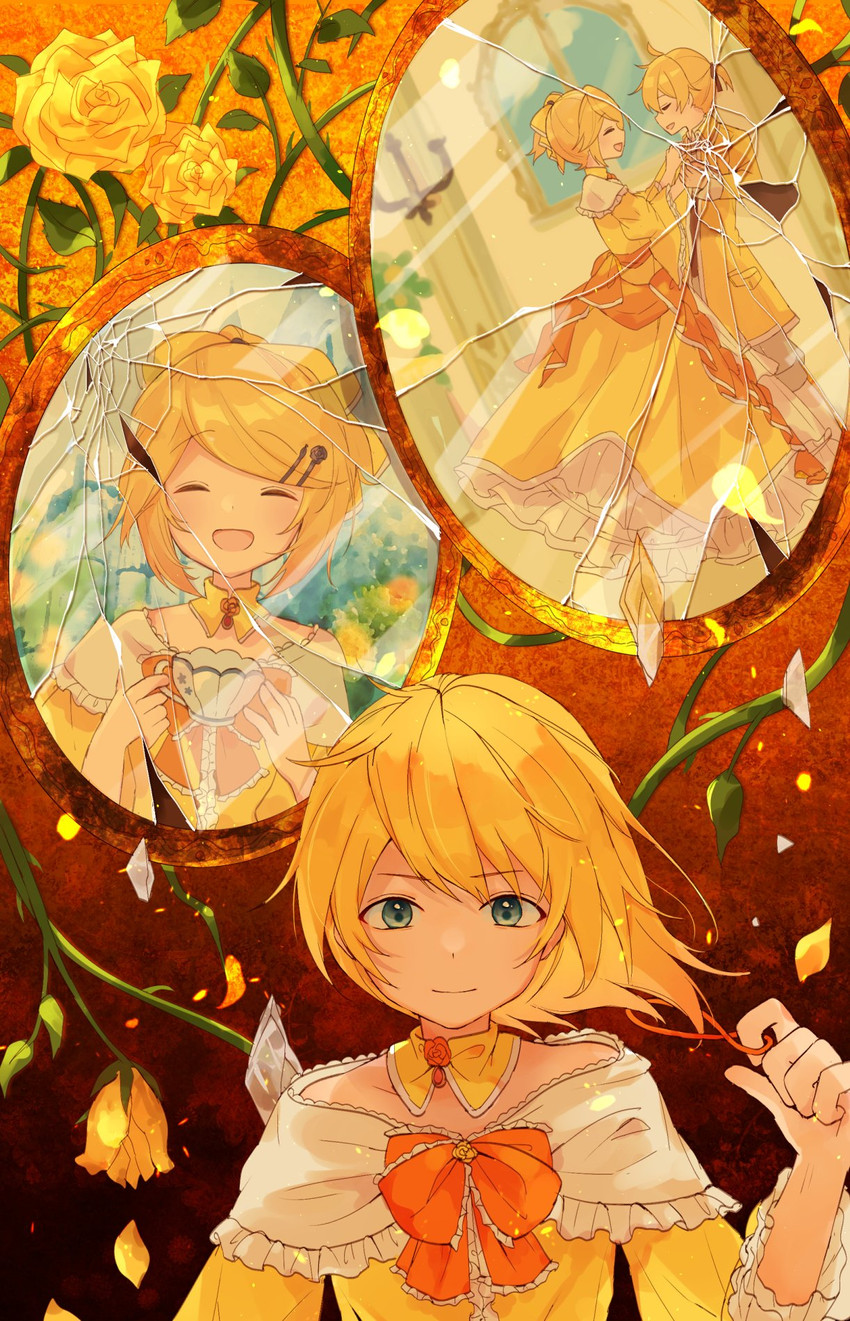 kagamine rin, kagamine len, riliane lucifen d'autriche, and allen avadonia (vocaloid and 2 more) drawn by sazanami_(ripple1996)