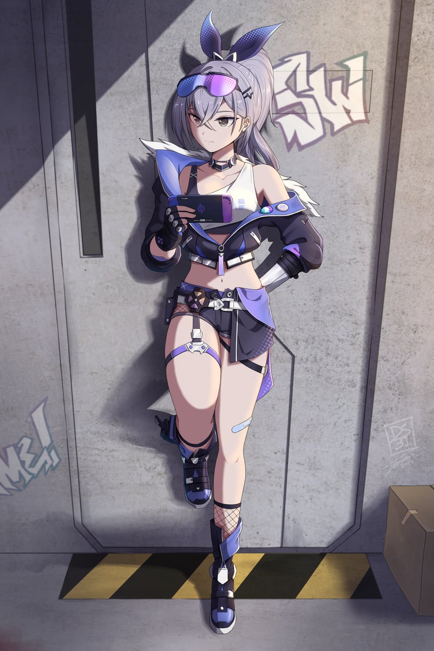 silver wolf (honkai and 1 more) drawn by darkstar31