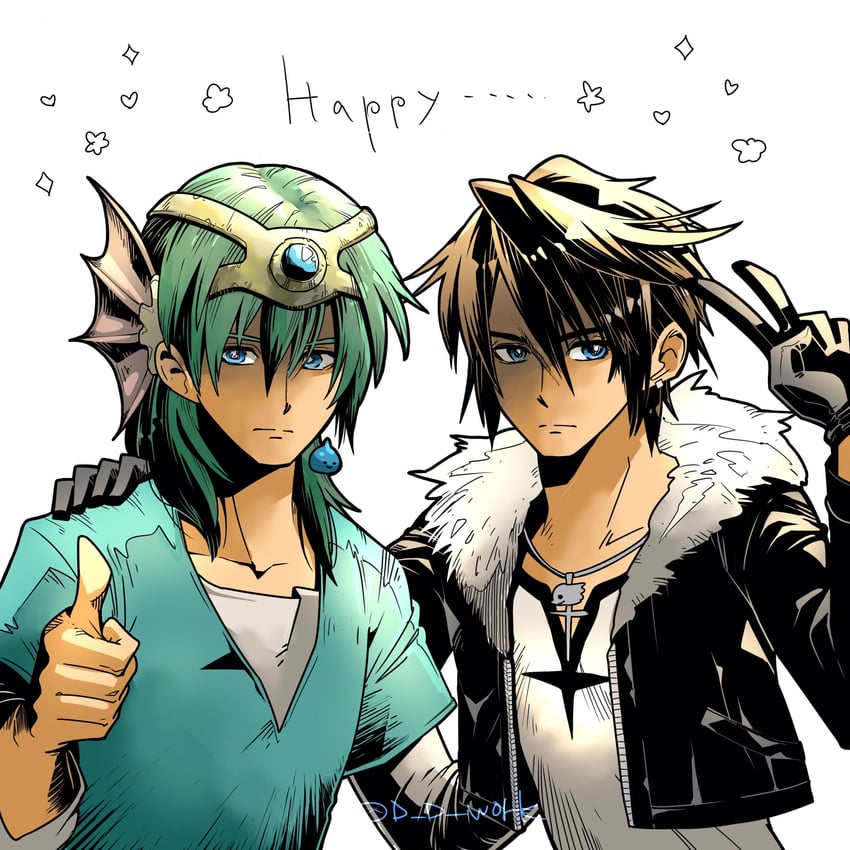 squall leonhart and hero (final fantasy and 3 more) drawn by d_d_work