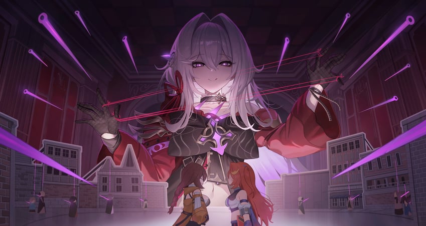 thelema nutriscu, senadina, entropy, and female dreamseeker (honkai and 1 more) drawn by jeze