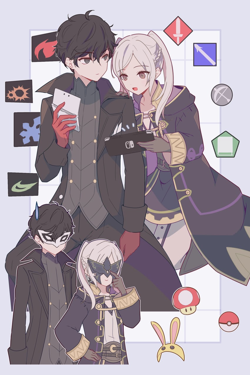 amamiya ren, female robin, and joker (pokemon and 8 more) drawn by 343rone