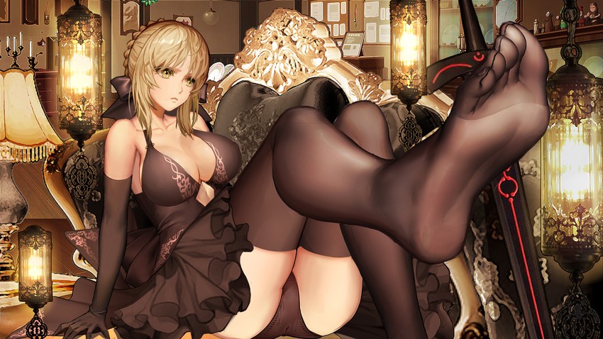 artoria pendragon and saber alter (fate and 1 more) drawn by gudadan