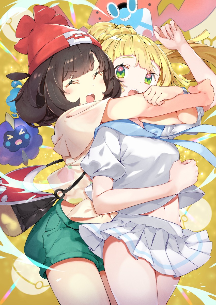 lillie, selene, rotom, cosmog, and rotom dex (pokemon and 2 more) drawn by kikurage_tom.