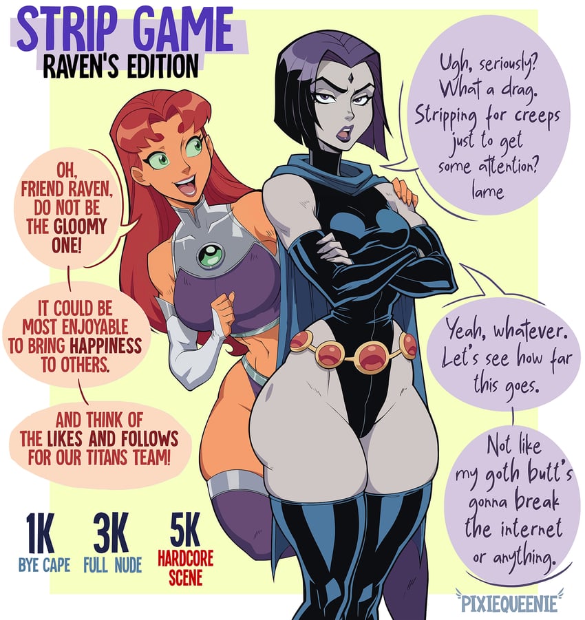 raven and starfire (dc comics and 1 more) drawn by pixiqueenie