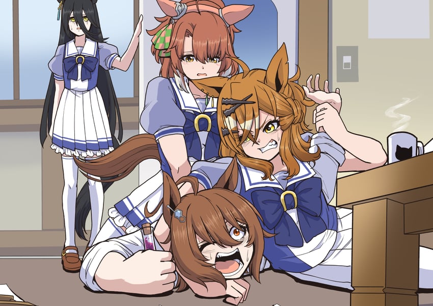 agnes tachyon, manhattan cafe, jungle pocket, and dantsu flame (umamusume) drawn by verta_(verlaine)