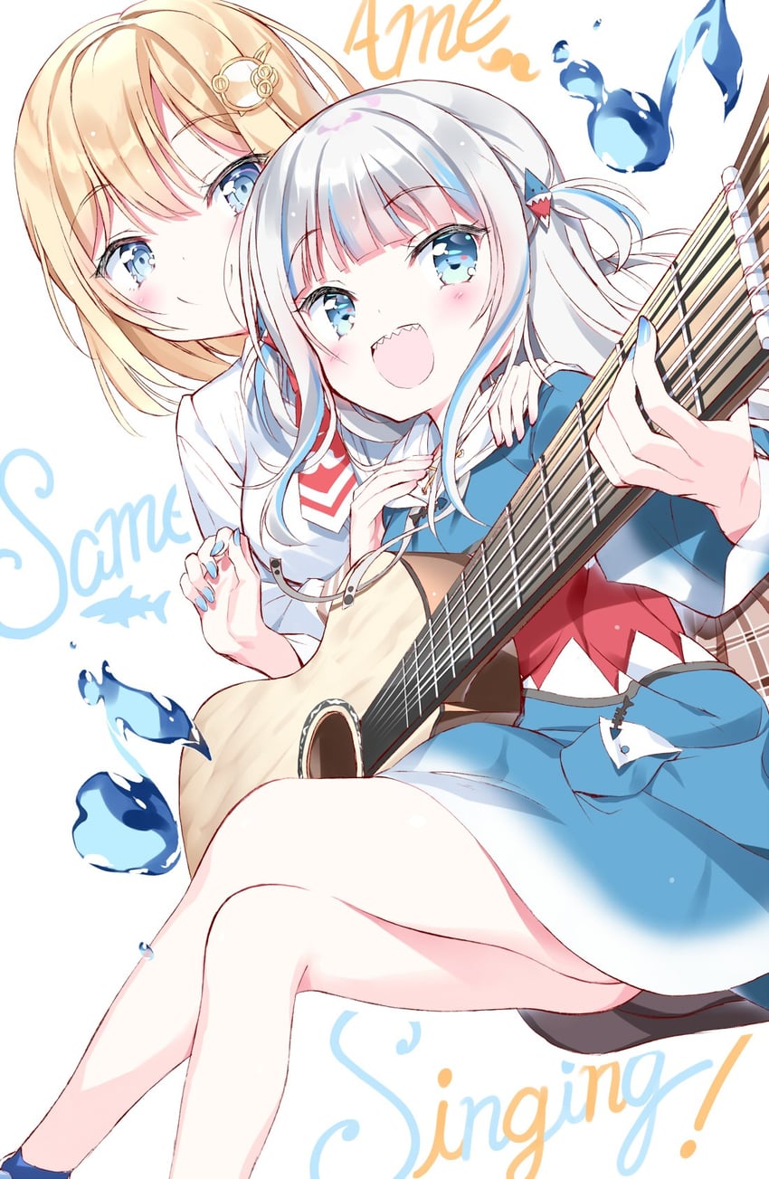 gawr gura and watson amelia (hololive and 1 more) drawn by takahashi_tetsuya