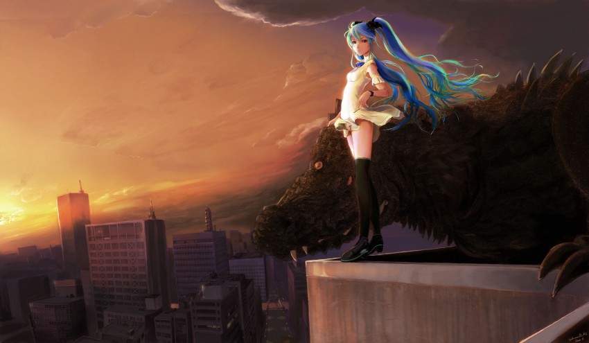 hatsune miku (vocaloid and 1 more) drawn by shiika_sadamasa