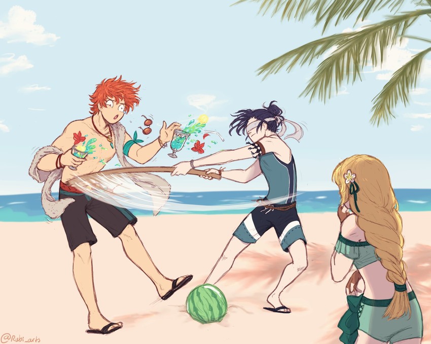 ingrid brandl galatea, sylvain jose gautier, and felix hugo fraldarius (fire emblem and 2 more) drawn by rubi_arts