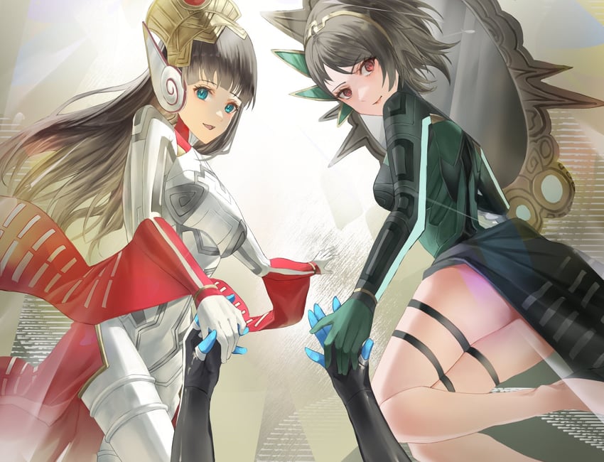 protagonist, isonokami tao, and hiromine yoko (shin megami tensei and 2 more) drawn by mochigana