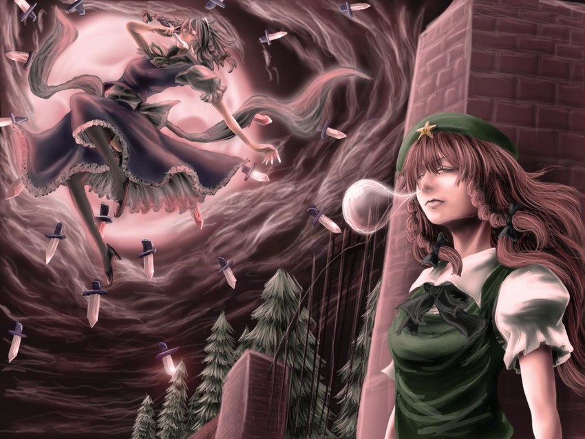 izayoi sakuya and hong meiling (touhou) drawn by cielo_(zaki)