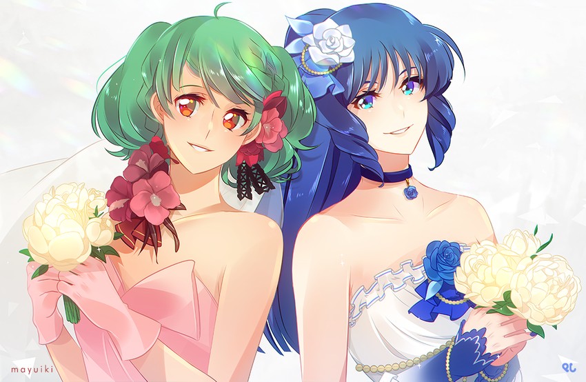 ranka lee and lynn minmay (macross and 3 more) drawn by ebbilin