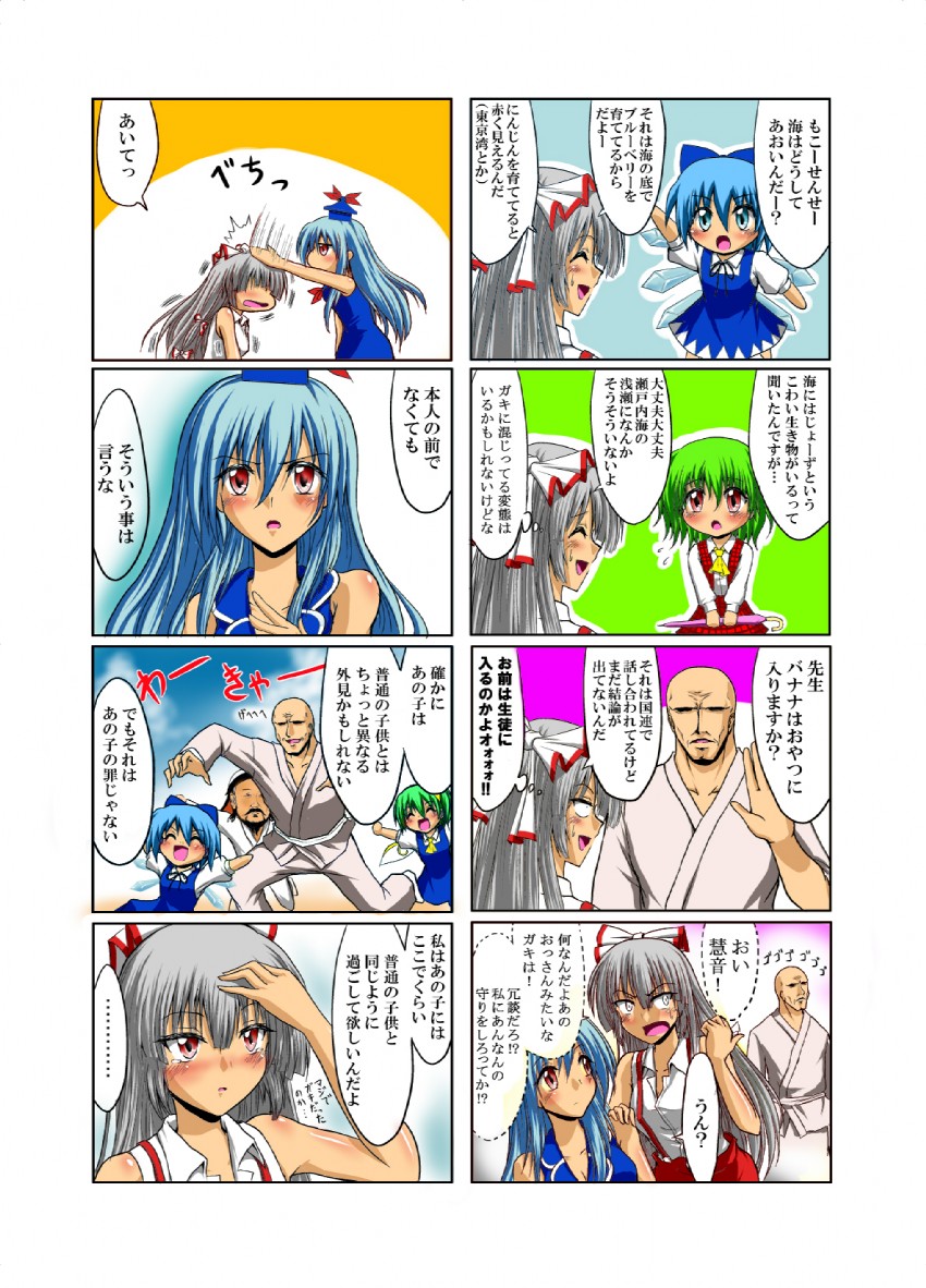 cirno, fujiwara no mokou, kazami yuuka, kamishirasawa keine, daiyousei, and 1 more (touhou) drawn by yamamoto_arifred