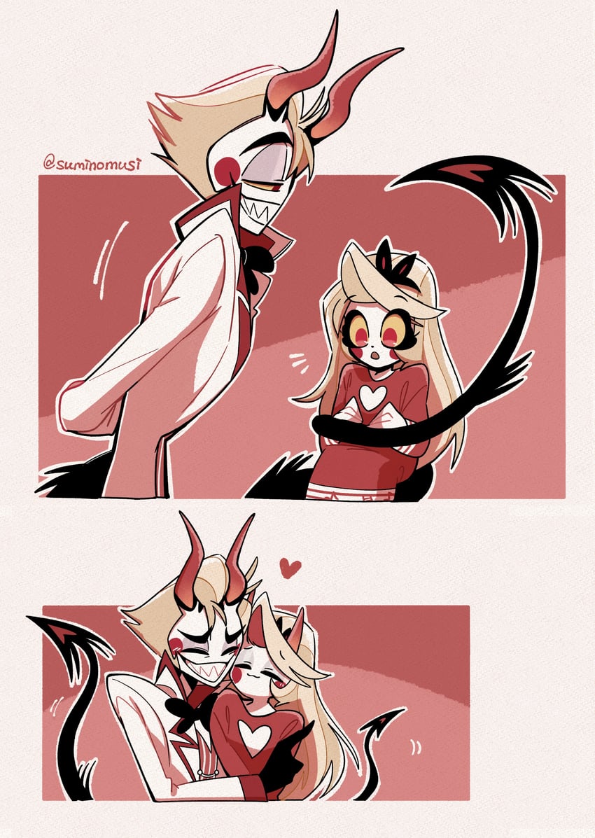lucifer morningstar and charlie morningstar (hazbin hotel) drawn by hugy8277