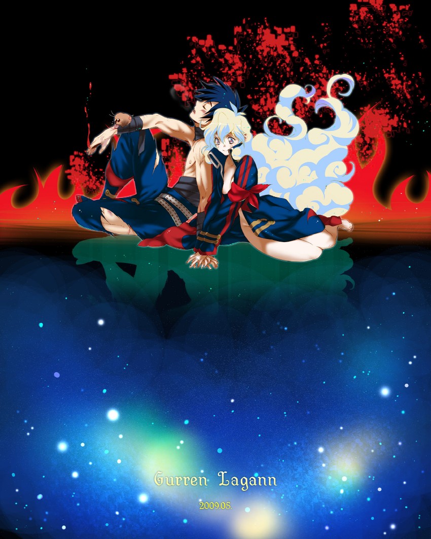 nia teppelin, simon, and boota (tengen toppa gurren lagann and 1 more) drawn by yukimitsuki