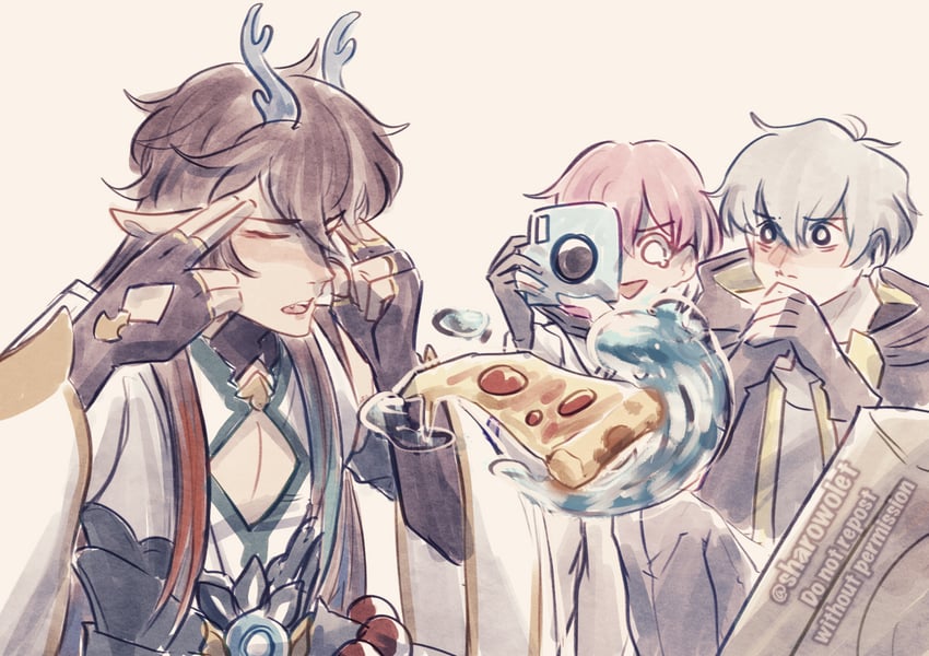 trailblazer, march 7th, caelus, and dan heng (honkai and 1 more) drawn by sharowolet