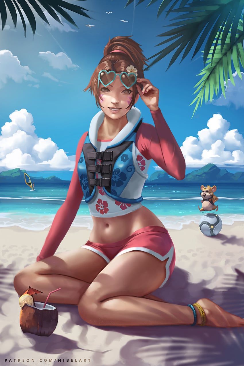d.va, waveracer d.va, and hammond (overwatch and 1 more) drawn by nibelart