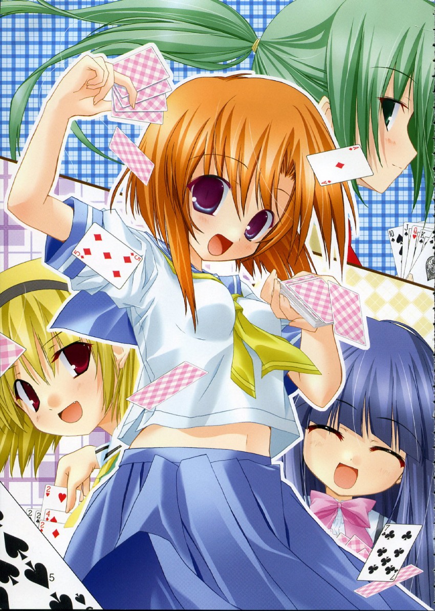 furude rika, ryuuguu rena, houjou satoko, and sonozaki mion (higurashi no naku koro ni) drawn by tororo_(toriaezu)