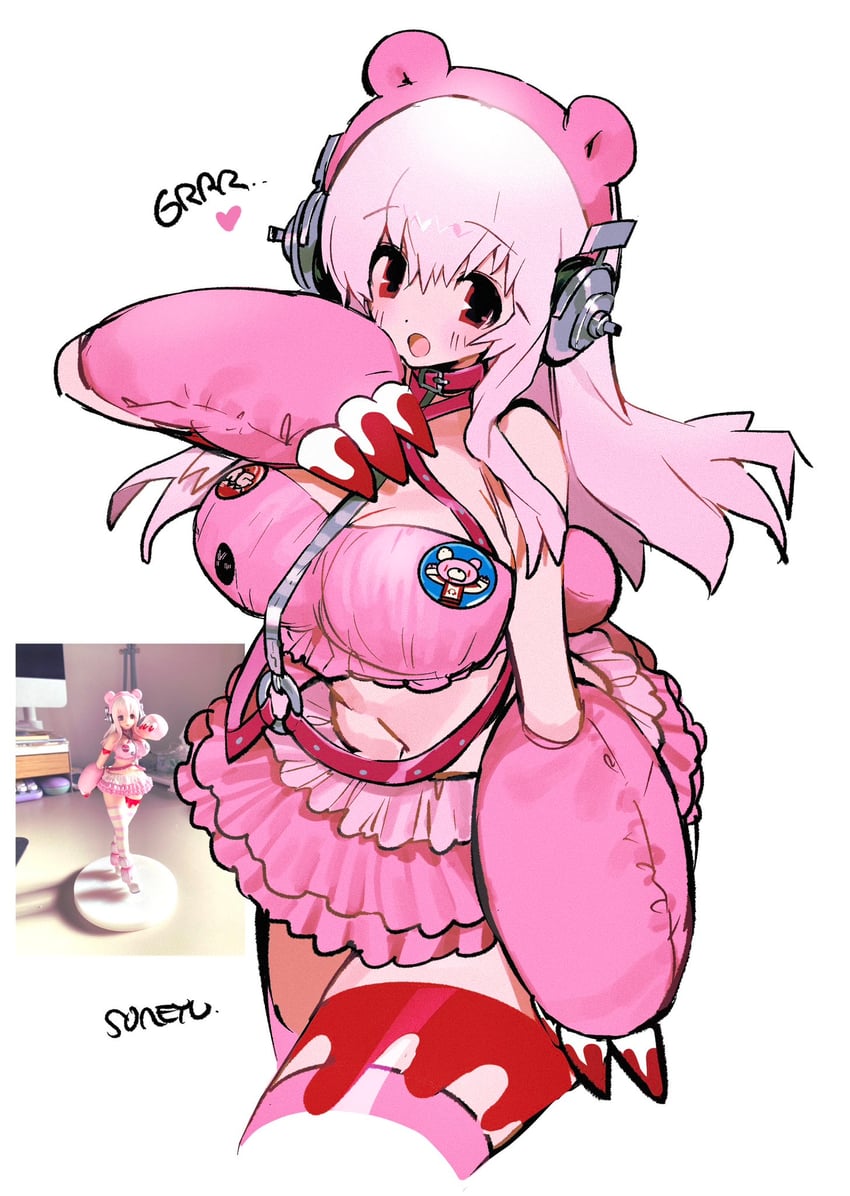 super sonico, gloomy bear, and grg x super sonico (nitroplus and 1 more) drawn by soreeyu_(sore-yu)