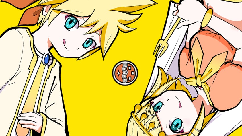 kagamine rin and kagamine len (vocaloid and 1 more) drawn by pinocchio-p