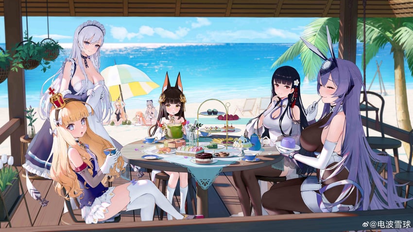 belfast, nagato, new jersey, bismarck, queen elizabeth, and 3 more (azur lane) drawn by mo_xiaoxue