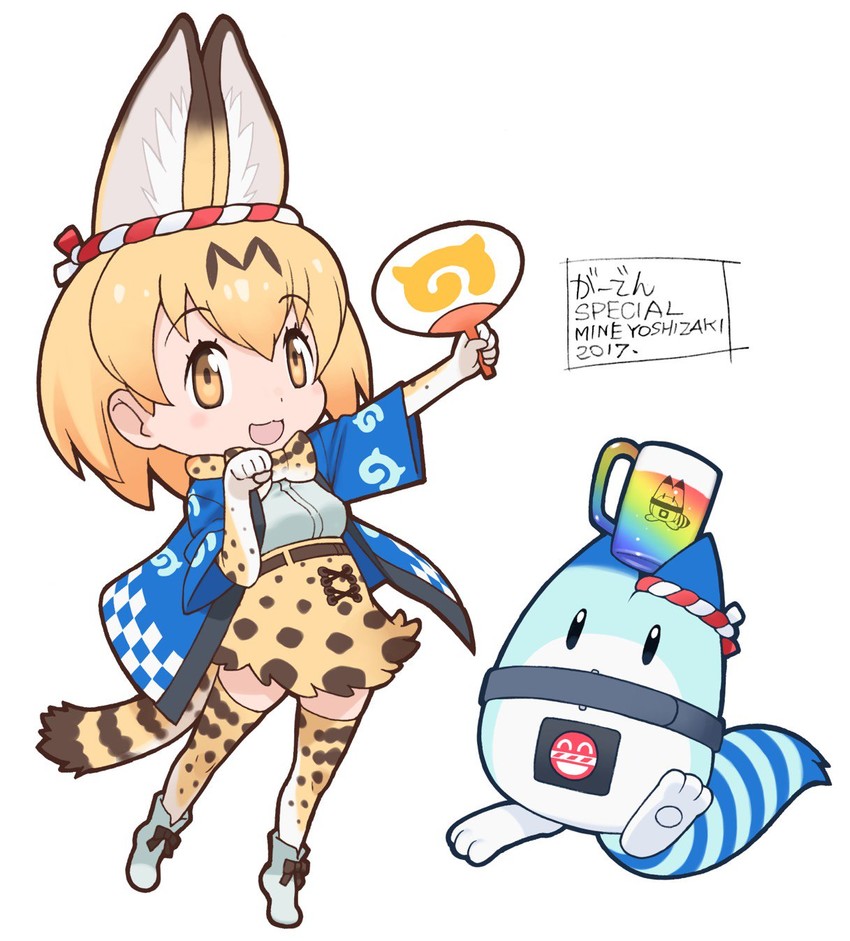 serval and lucky beast (kemono friends) drawn by yoshizaki_mine