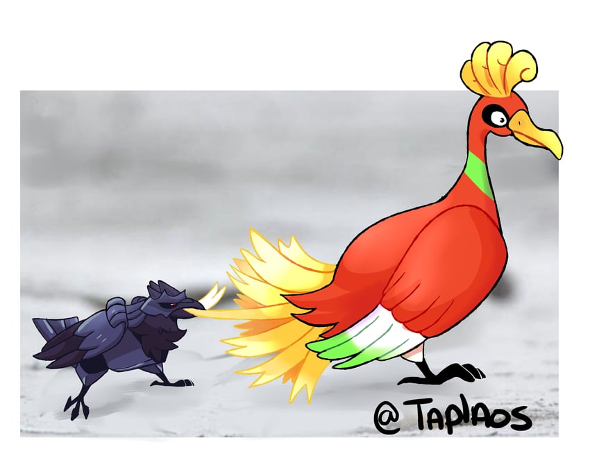 ho-oh and corviknight (pokemon) drawn by taplaos