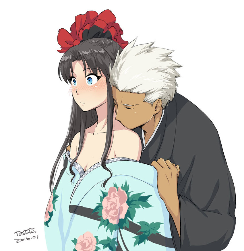 tohsaka rin and archer (fate and 1 more) drawn by iida_toyoyuki